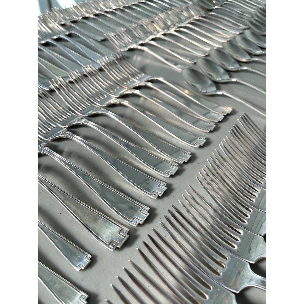 195pc Gorham Etruscan 1913 Sterling Silver Flatware Art Deco Nouveau Greek Key